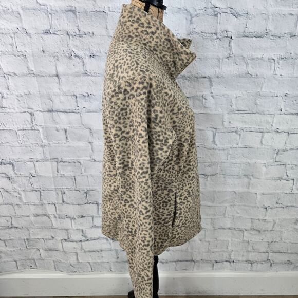 Old navy fleece sweater Sz L full zip sheetah print pockets A36 - Picture 2 of 3